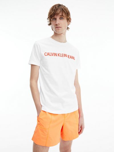 Calvin Klein Ruhák HU777693 | Calvin Klein Slim Organic Cotton Logo Férfi Póló Világos Fehér
